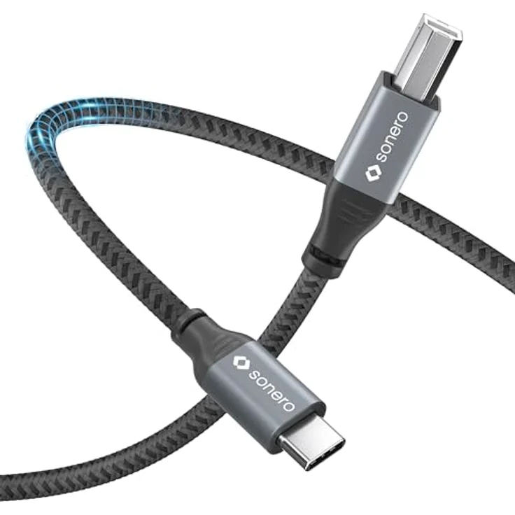 Sonero USB 2.0 Kabel, Verbindungskabel C-Stecker auf B-Stecker, 480 MB/s, space grey/schwarz, 1,00m – Bild 2