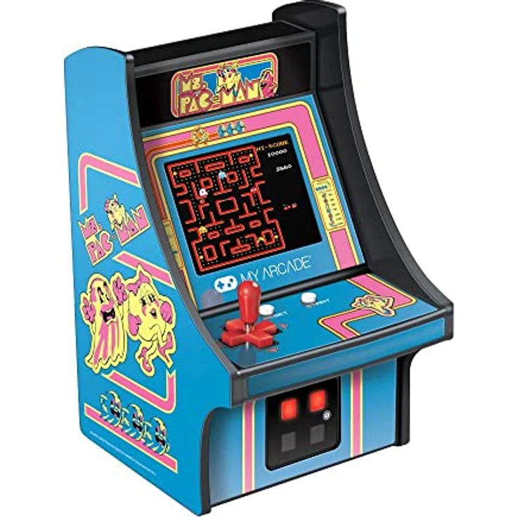 My Arcade Micro Player Ms. Pac-Man, 6.75 Zoll Konsolenspiel mit 2.75 Zoll vollfarbigem Hintergrundlicht, abnehmbarem Joystick und externem Lautsprecher – Bild 2