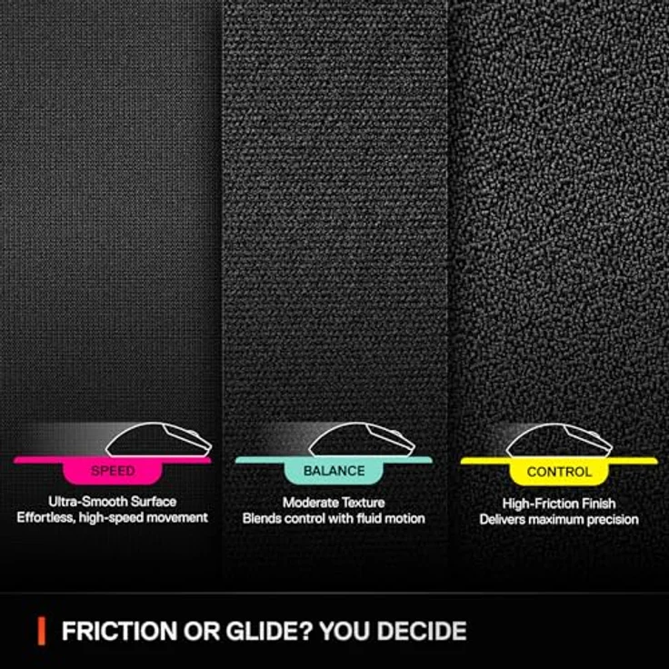 SteelSeries QcK Perf XL - Control, Gaming-Mauspad mit mikrostrukturierter Oberfläche, genähten Kanten und Gummibasis, Schwarz – Bild 9