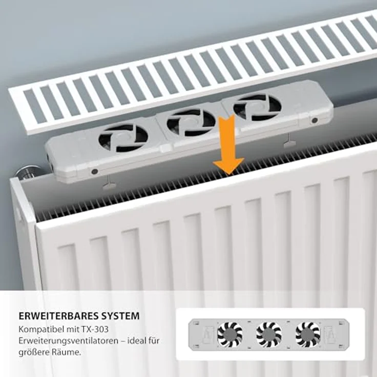 Technaxx TX-302, Heizkörperventilator zur Optimierung der Wärmeverteilung, weiss, mit Temperatursensor und leisen Betrieb – Bild 8