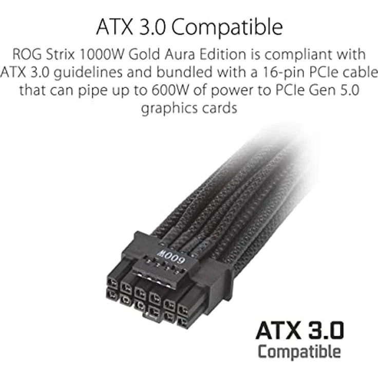 ASUS ROG Strix 1000W Gold Aura Edition RGB Netzteil (1000 Watt, Aura Sync RGB Belechtung, 80+ Gold Zertifizierung, Axial-Tech Lüfter, ATX 3.0 Kompatibel, PCIe 5.0 Ready) – Bild 5