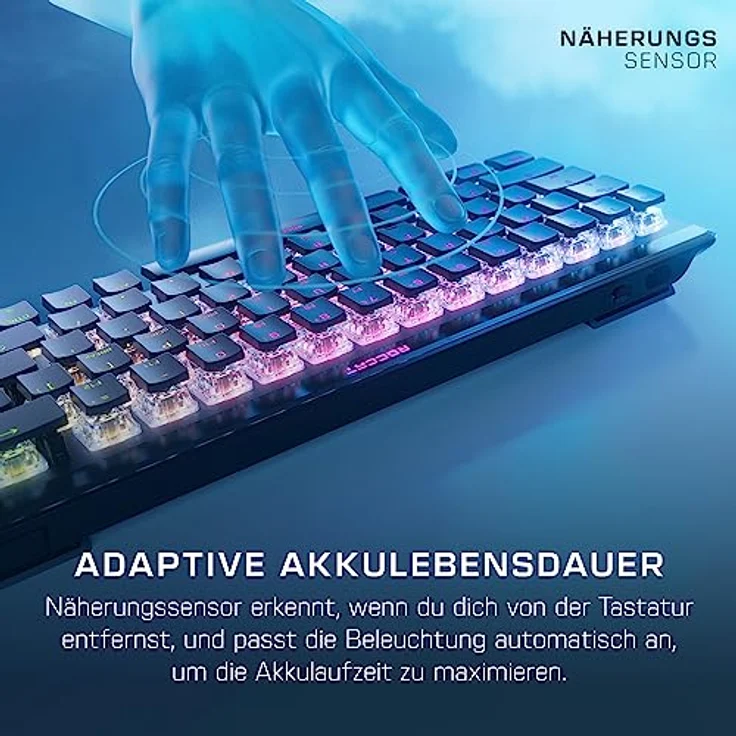 Roccat Vulcan II Mini Air – 65 Prozent Wireless optische mechanische Gaming-Tastatur, anpassbare RGB-Beleuchtung, abnehmbares Kabel, Titan II Tactile Schalter, Aluminiumplatte, Schwarz – Bild 4