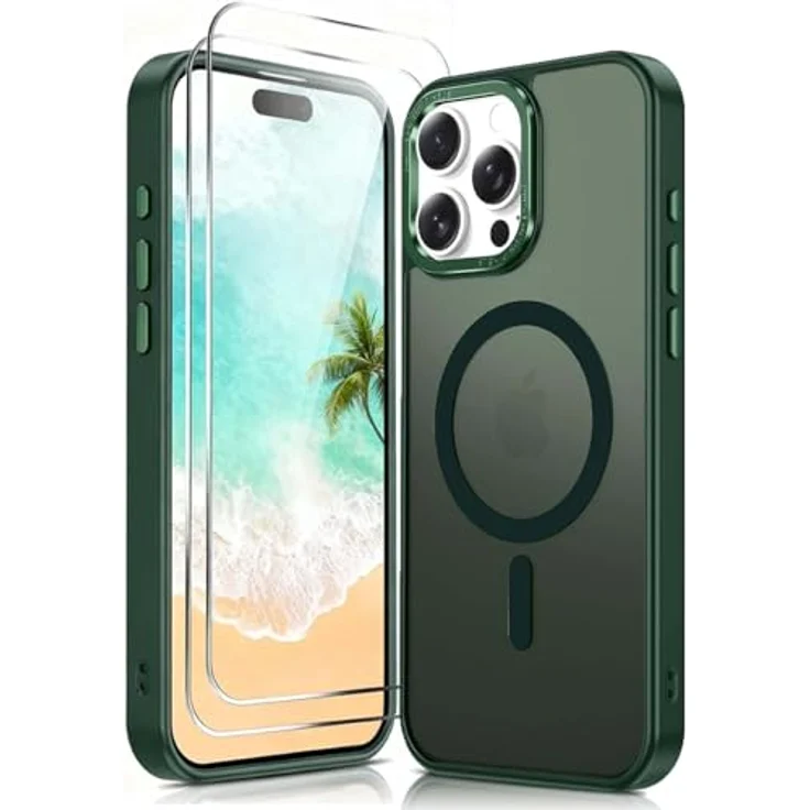 LeYi für iPhone 16 Pro Hülle mit MagSafe, 360° Militärschutz, Stoßfest, Anti-Rutsch, Kratzfest, Dünn, inklusive 2 Schutzglas, Grün – Bild 1