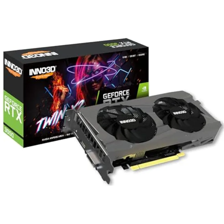 INNO3D GeForce RTX 3050 TWIN X2, Grafikkarte mit 6 GB GDDR6, PCIe 4.0, Lite Hash Rate, 1x DisplayPort, 1x HDMI 2.1