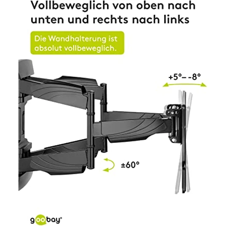 Goobay 49956 TV-Wandhalterung OLED FULLMOTION (L), 37" bis 70" (94-178 cm), vollbeweglich, schwenkbar/neigbar, 30 Kg, Vesa Standard, Schwarz – Bild 4