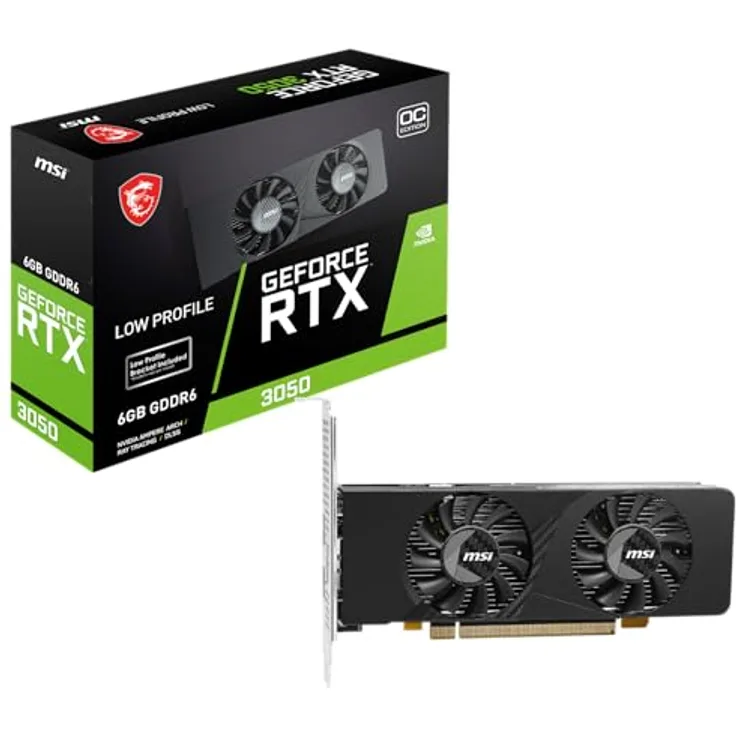 MSI RTX3050 LP E 6G OC, Grafikkarte mit 6GB GDDR6, HDMI, DVI, DP für kompakte Systeme