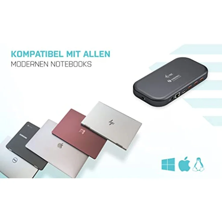 i-tec Thunderbolt 3 Dockingstation 2x4K mit 60W Stromversorgung - 1x Thunderbolt 3, 1x HDMI, 2X USB-A 3.2 Gen1, 3X USB-A 3.2 Gen2, 1x GLAN, 1x SD, 1x MicroSD, Audio/Mic – Bild 3