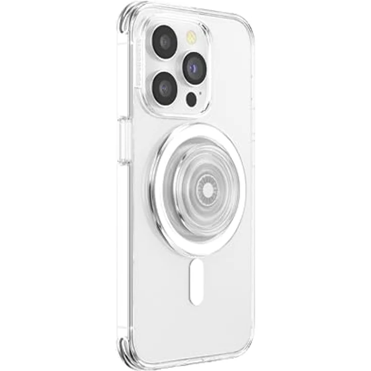 PopSockets PopGrip runder Telefongriff, kompatibel mit MagSafe, inkl. Adapterring, kabelloses Laden - Clear – Bild 5