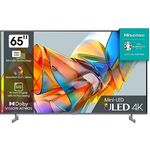 Hisense 65U6KQ 164 cm (65 Zoll) Fernseher 4K Mini LED ULED HDR Smart TV, Quantum Dot, 60Hz, HDMI 2.0, Game Mode Plus, Dolby Vision & Atmos, Bluetooth, Alexa Built-in, anthrazit [2023], Schwarz