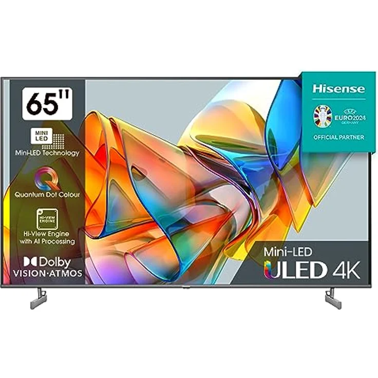 Hisense 65U6KQ 164 cm (65 Zoll) Fernseher 4K Mini LED ULED HDR Smart TV, Quantum Dot, 60Hz, HDMI 2.0, Game Mode Plus, Dolby Vision & Atmos, Bluetooth, Alexa Built-in, anthrazit [2023], Schwarz – Bild 1