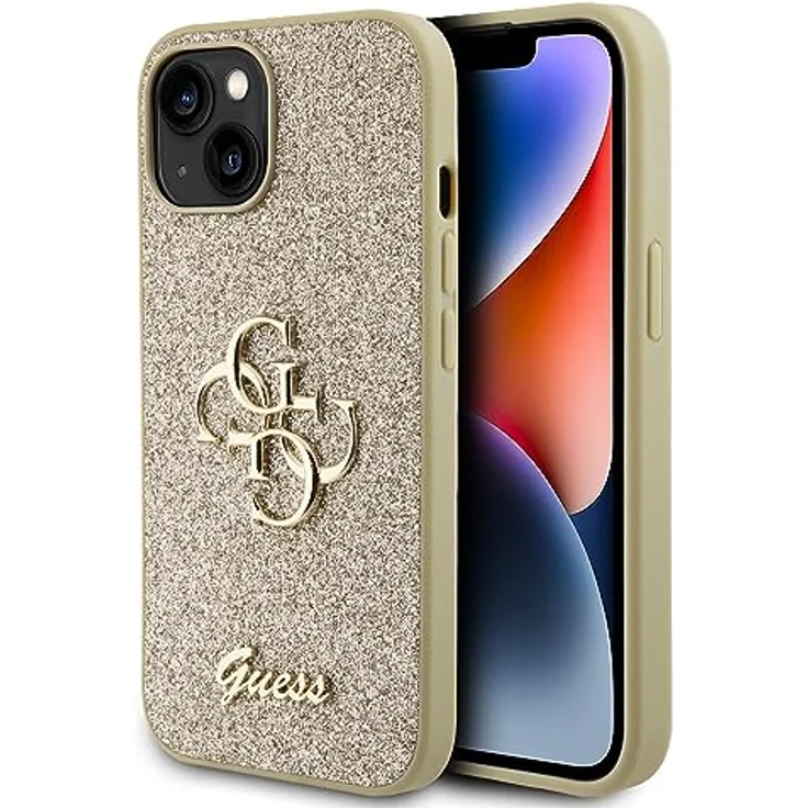 CG MOBILE GUESS GUHCP15SHG4SGD Hülle für iPhone 15 6.1" golden hardcase Glitter Script Big 4G - Hochwertige Verarbeitung – Bild 1