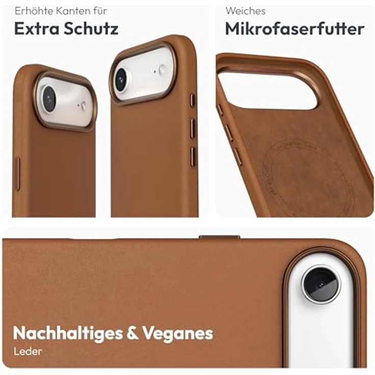 VONMÄHLEN Like Leather Case, vegane Leder Handyhülle für iPhone, schlanke Passform mit Mikrofaserfutter, stilvoller Schutz – Bild 3