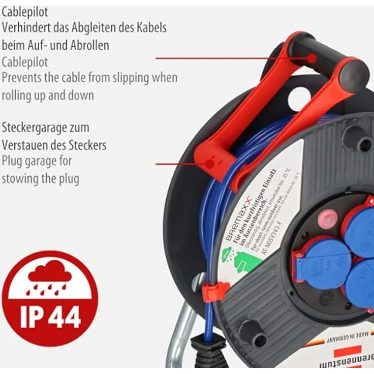 Brennenstuhl Garant IP44 Kabeltrommel (50m, Spezialkunststoff, kurzfristiger Einsatz im Außenbereich, Made in Germany) – Bild 4