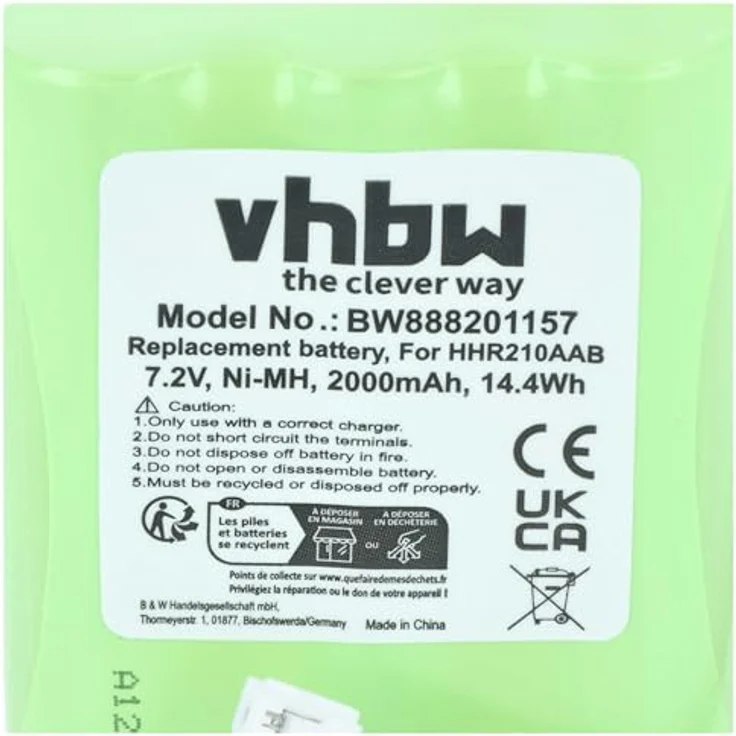 vhbw Akku für Korg KITBAT1002, HHR210AAB, 2000 mAh, 7,2 V, NiMH, wiederaufladbar – Bild 5