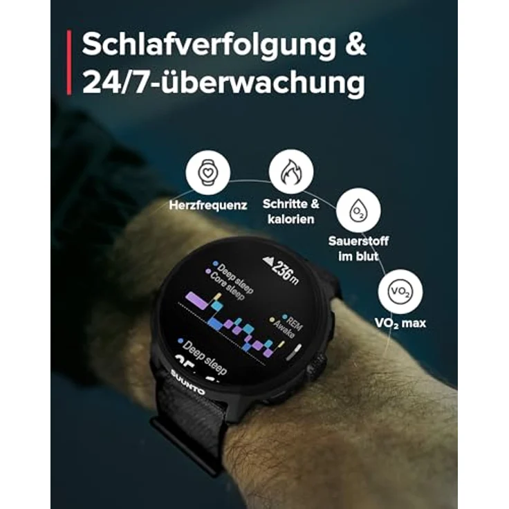 SUUNTO Run GPS Laufuhr, 1,32" AMOLED-Touchscreen, leicht, Multisport, präzises GPS, 12 Tage Akkulaufzeit, 4GB Offline-Musikspeicher, Herzfrequenz- und Schlaf-Tracking – Bild 5