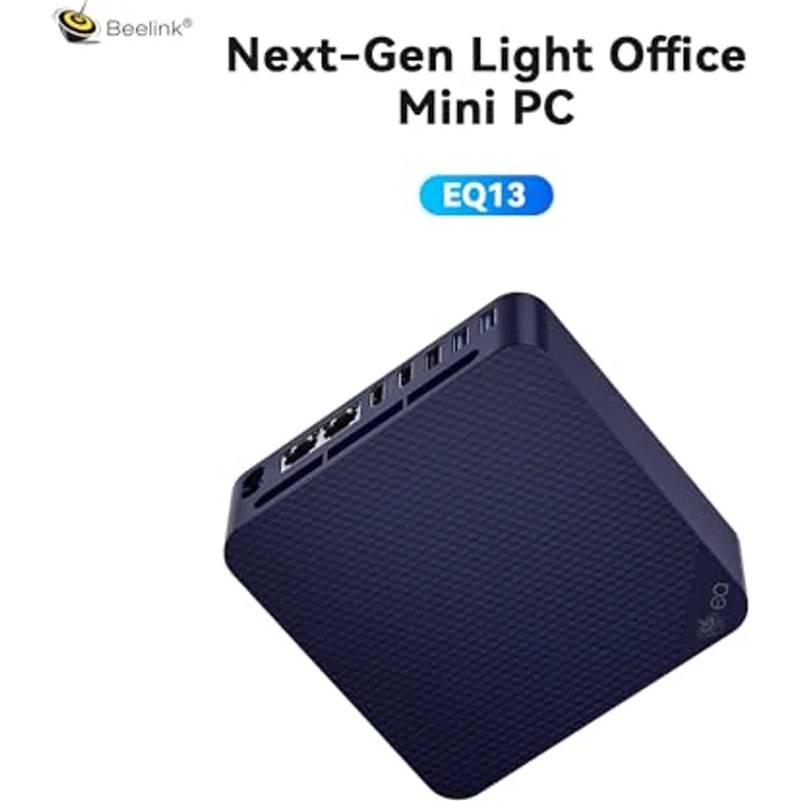 Beelink EQ13 Mini-PC, Intel N200 (4C/4T, bis zu 3.7Ghz), 16G DDR4 RAM 500G M.2 PCIe3.0 SSD, Dual LAN 1000M/WiFi 6/BT5.2/HDMI/4K Dual Display, in Schwarz – Bild 2