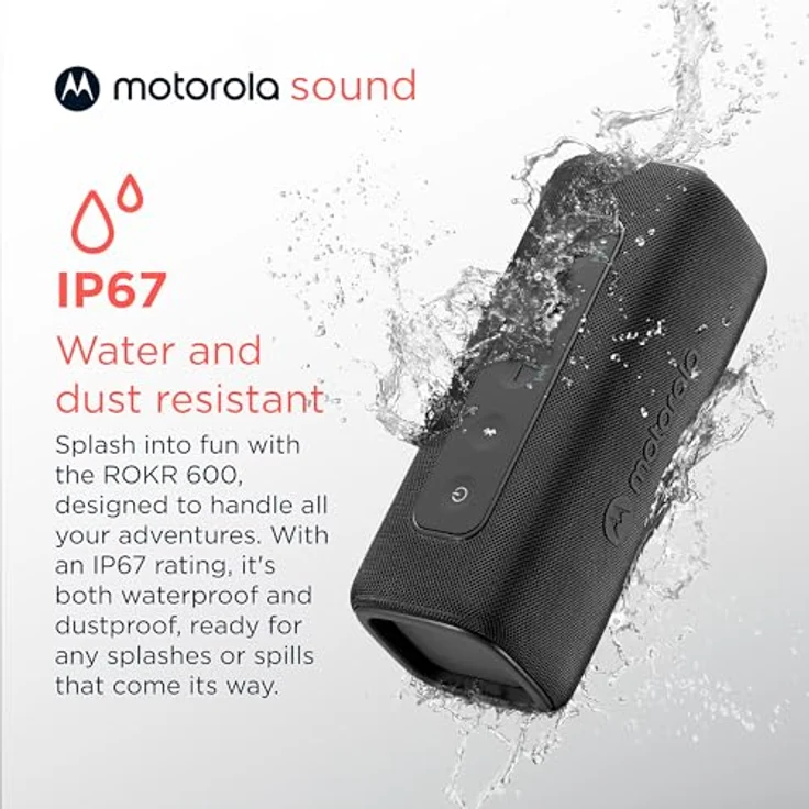 Motorola ROKR 600 Kabelloser Bluetooth-Lautsprecher, 30-W-Sound, Wasser- und staubdicht, für 20+ Lautsprecher, 6h Wiedergabe, Schwarz – Bild 5