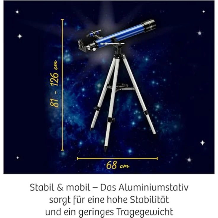 Kosmos Teleskop Astro-Teleskop, mit Aluminiumstativ, 35-, 56- und 175-fache Gesamtvergrößerung – Bild 3