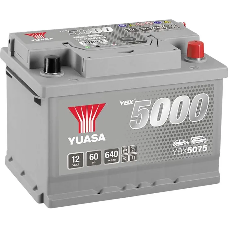 Yuasa Silver High Performance Autobatterie 12V 60Ah, Poltyp T1, Erstausrüstungsqualität
