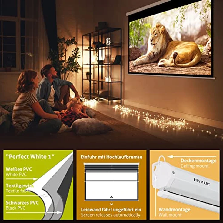 ESMART Economy EXR Rollo Leinwand | 200 x 113 cm (90'') | Format 16:9 – Bild 3