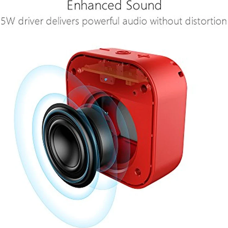 MIFA A1 Mini Lautsprecher Bluetooth, True Wireless Stereo, 15 Stunden Spielzeit, IP56 Wasserfester und Staubdichter Wireless Speaker mit 3,5mm Audio-Eingang (Rot) – Bild 2