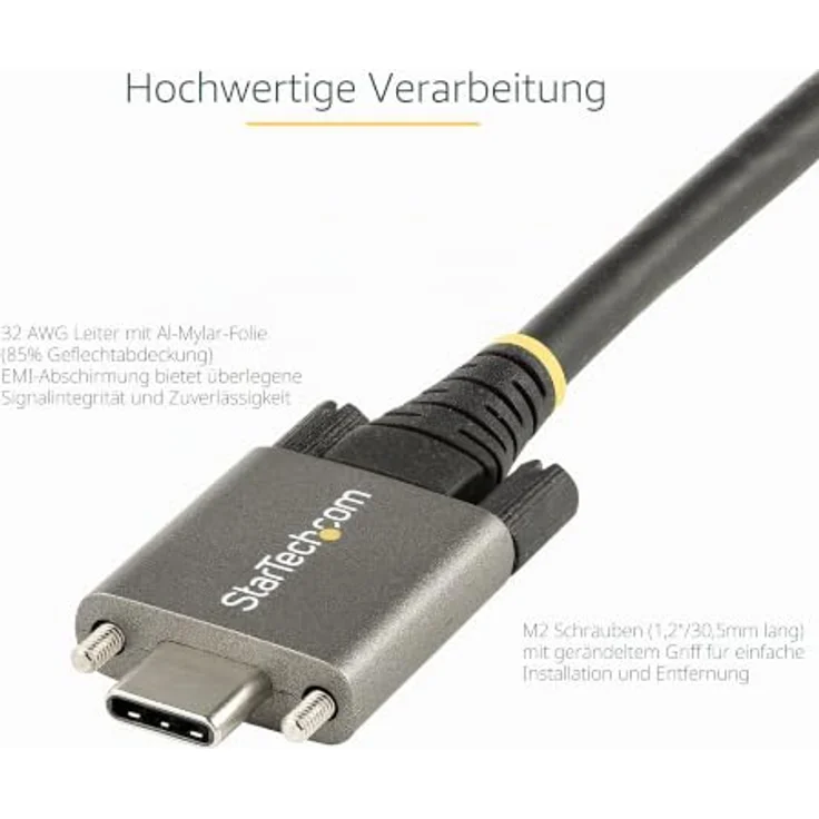 StarTech.com USB 3.1/3.2 Gen 2 Typ-C Kabel, 100W Power Delivery, DP Alt Modus, 50 cm, Grau/Schwarz – Bild 4