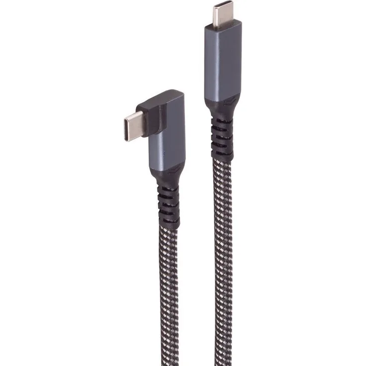 Shiverpeaks BS14-75017, 2 m USB C Kabel, USB 3.2 Gen 2, 10 Gbit/s, abgewinkelt, Schwarz, Weiß