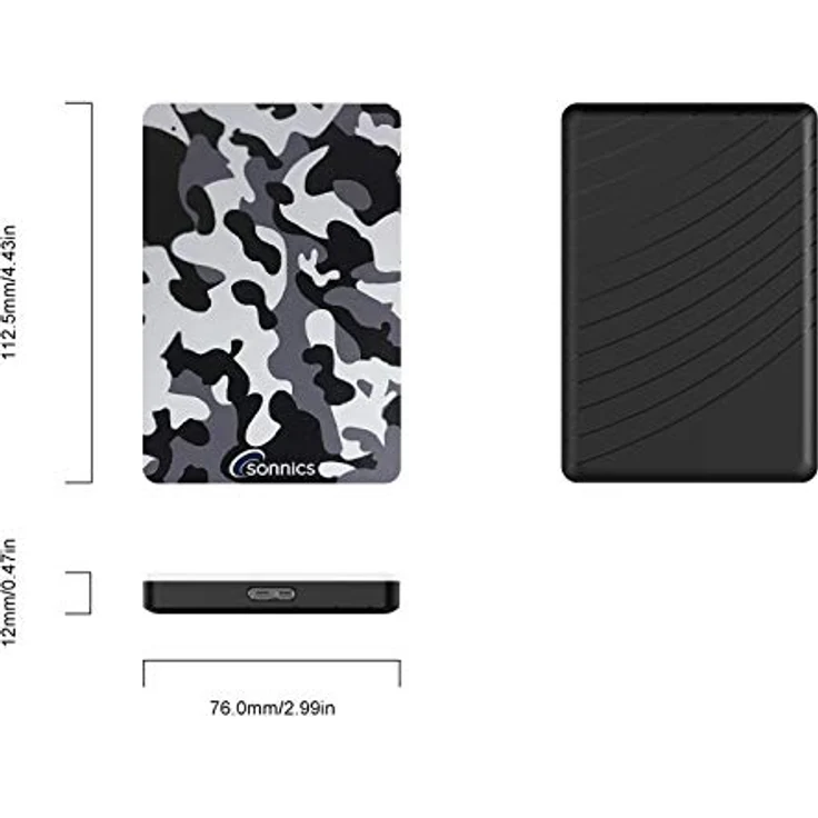 Sonnics 500GB Grau Camo Externe tragbare Festplatte USB 3.0 super schnelle Übertragungsgeschwindigkeit für den Einsatz mit Windows PC, Mac, Xbox ONE, PS4 und PS5 – Bild 5