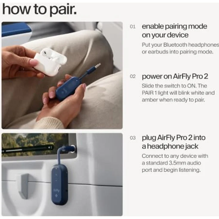 Twelve South AirFly Pro 2, Bluetooth-Audio-Transmitter für Klinke/USB-C, Blau – Bild 6