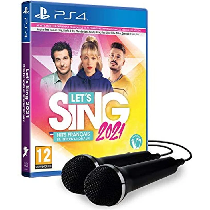 Ravenscourt Lass uns singen 2021 French Hits + 2 Microphones PS4 Game, Solo- und Mehrspielermodus, 40 Titel inklusive originalen Clips – Bild 1