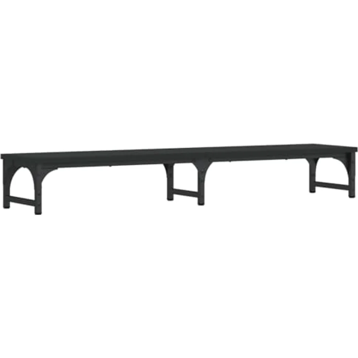 vidaXL Monitorständer Schwarz, ergonomischer Holzwerkstoff mit zusätzlichem Stauraum, 105 x 23 x 15,5 cm – Bild 1