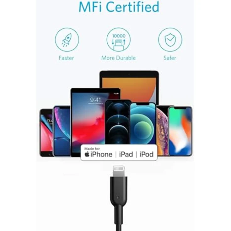 Anker 321 USB-C to Lightning Cable, 1,8 m, schwarz (A8633012) – Bild 4