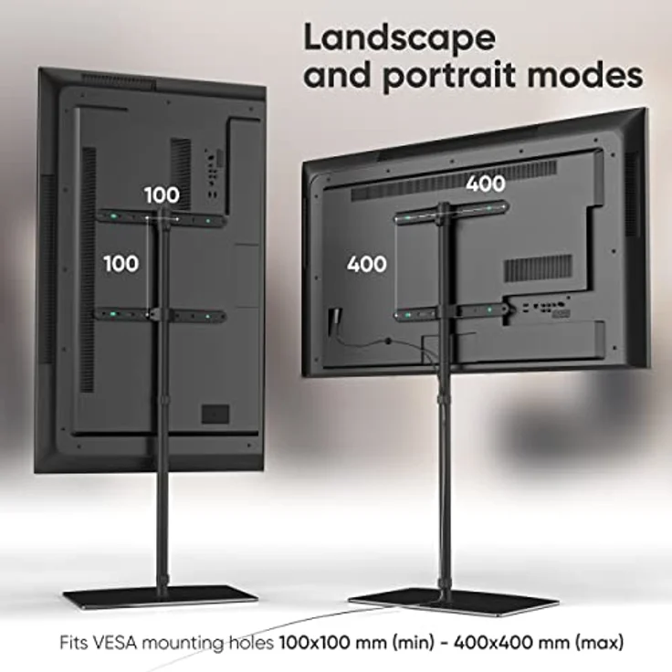 ONKRON TV Ständer höhenverstellbar - TV Bodenständer schwenkbar Schwarz für 30-60 LED Zoll bis zu 41kg Max VESA Standfuss 400x400 / TV Standfuß Fernseher – Bild 5