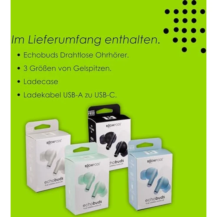 Boompods EchoBuds, TWS Kopfhörer mit Bluetooth 5.3 und Extra Bass, Himmelblau – Bild 9
