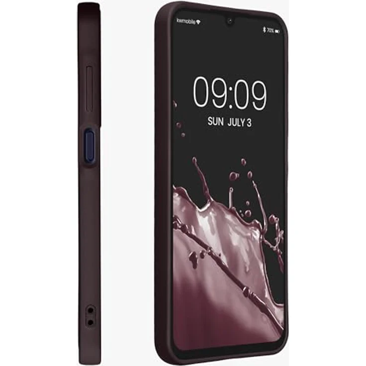 kwmobile Case kompatibel mit Samsung Galaxy A25, Silikon Schutzhülle metallisch schimmernd in Metallic Brombeere – Bild 4