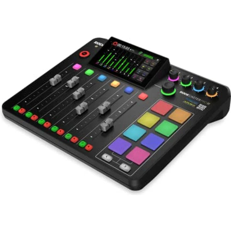 RØDE RODECaster Pro II, Studio- und Livemixer mit 5,5" HD-Touchdisplay, 9 Kanälen, Dual USB Audio Interface, Schwarz – Bild 5