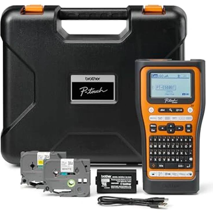 Brother PT-E560BTVP, Beschriftungsgerät für Elektriker mit integriertem Thermotransferdruck, beleuchtetem Display und 476 Symbolen, Mehrfarbig – Bild 6