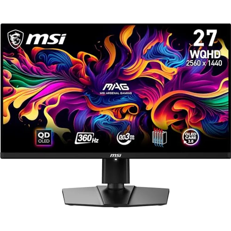 MSI MAG 271QPX QD-OLED 26.5 Zoll WQHD Gaming Monitor - Quantum Dot OLED Panel, 360Hz, DisplayHDR True Black 400, 99.1% DCI-P3 - Schwarz - Preisvergleich – Bild 1