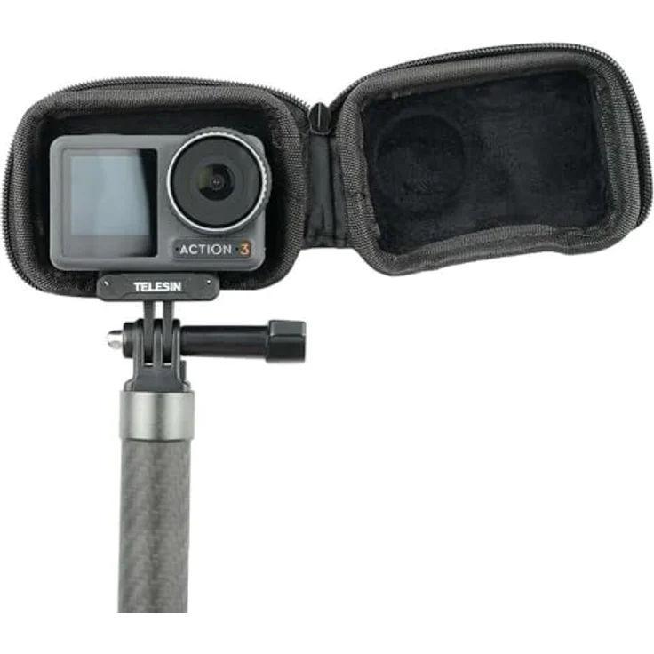 TELESIN Protective Bag for DJI ACTION 3/4, Hochgradiges Polyurethan und EVA-Schaum, wasser- und stoßfest, halb-offenes Design für Stativnutzung – Bild 3