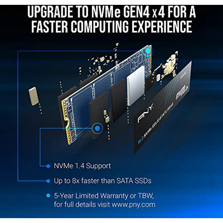 PNY CS2241 1 To NVMe Gen4 M.2 SSD (1000 GB, M.2 2280) mit 4700 MB/s Lesegeschwindigkeit und hoher Zuverlässigkeit – Bild 4