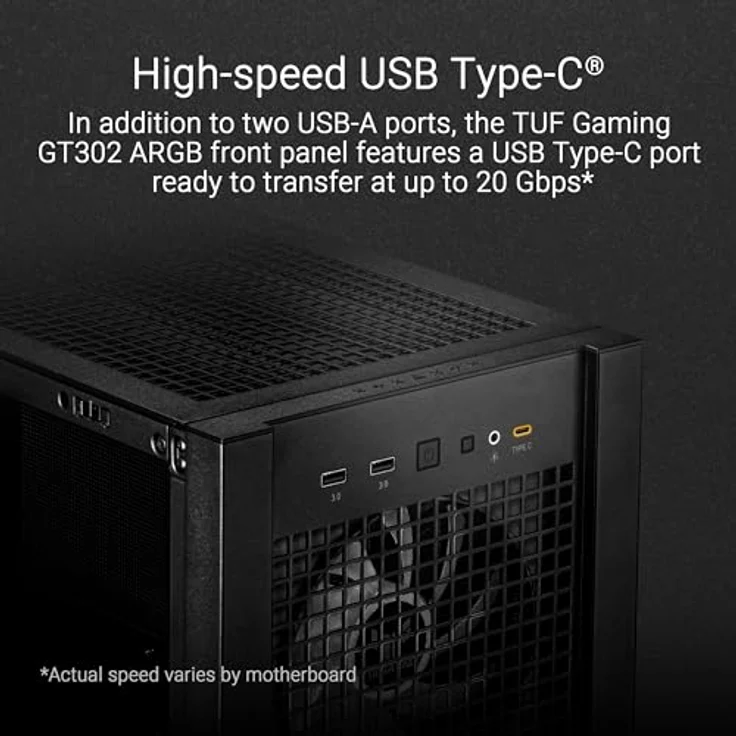 ASUS TUF Gaming GT302 TG ARGB Black, PC Gehäuse mit 3x 140 mm Lüftern, Schwarz – Bild 7