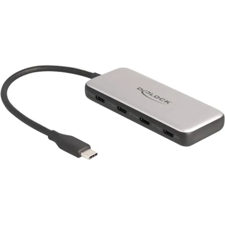 DeLOCK USB Type-C Hub 10Gbps mit 4x USB-C Anschlüssen und PD 85 Watt