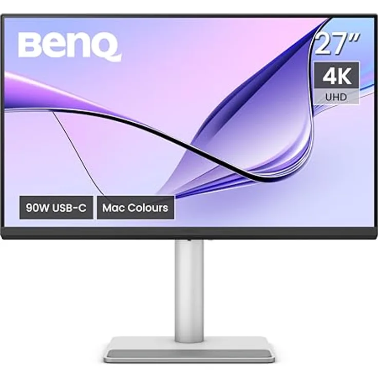 BenQ MA270U 27 Zoll 4K Monitor für MacBook Pro/Air, Dual USB-C, 90W-Stromversorgung, Mac Color Match, USB-Hub, Verstellbarer Fuß, P3-Farbraum
