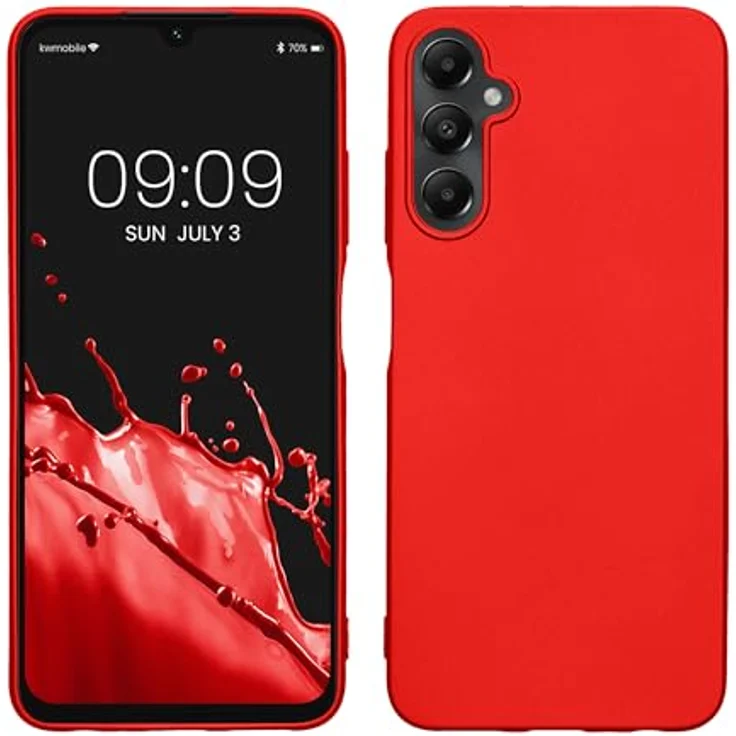 kwmobile Handyhülle für Samsung Galaxy A05s - Silikon Case mit metallischem Schimmer in Metallic Dunkelrot - flexible, rutschfeste Schutzhülle – Bild 1