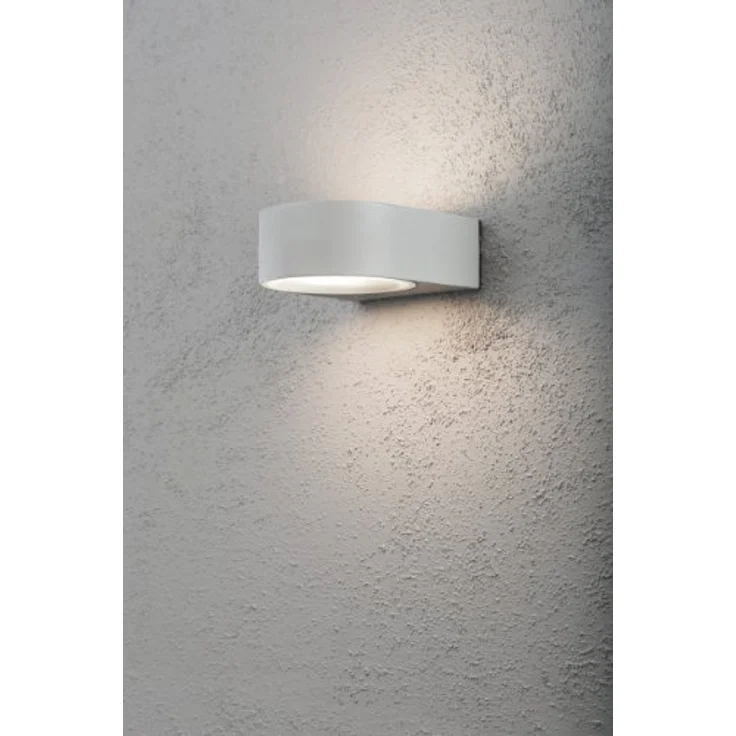 Konstsmide Teramo 7510-300 Wandleuchte B: 17cm T: 18,5cm H: 7cm / 1x40W / IP44 / lackiertes Aluminium / grau – Bild 2