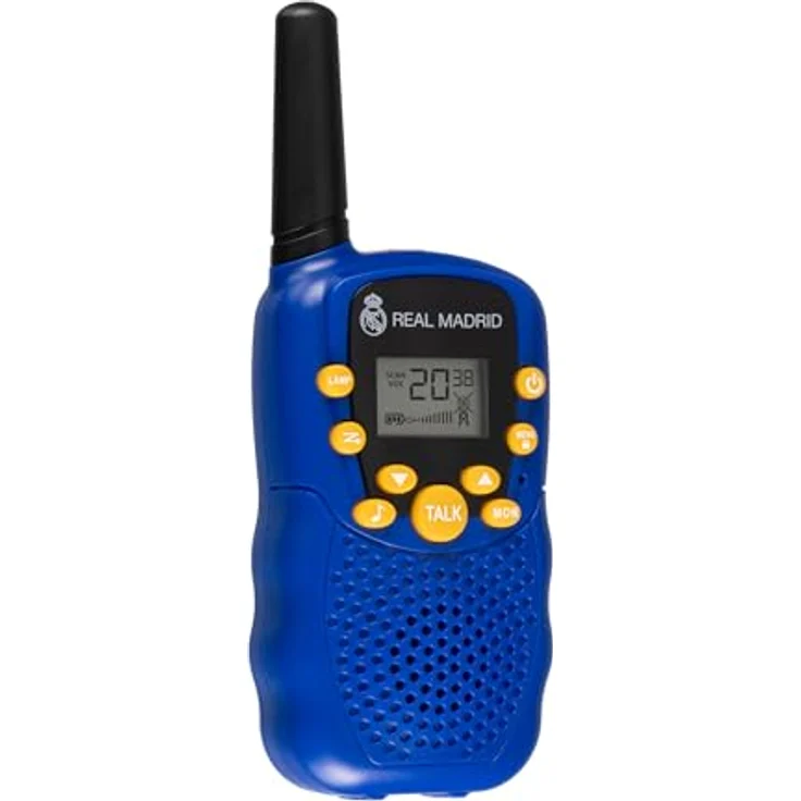 Real Madrid Walkie-Talkies für Kinder, 6 km Reichweite, 8 Kanäle, VOX-Modus, Taschenlampe, Gürtelclip – Bild 5