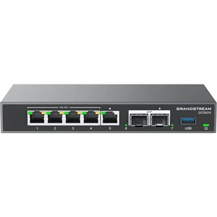Grandstream GCC6010 Integrierter IPPBX, 10 Benutzer, 4 gleichzeitige Anrufe, Enterprise-Firewall, VPN-Router, 2 x 2,5 GB, 5 x GigE Switch – Bild 1