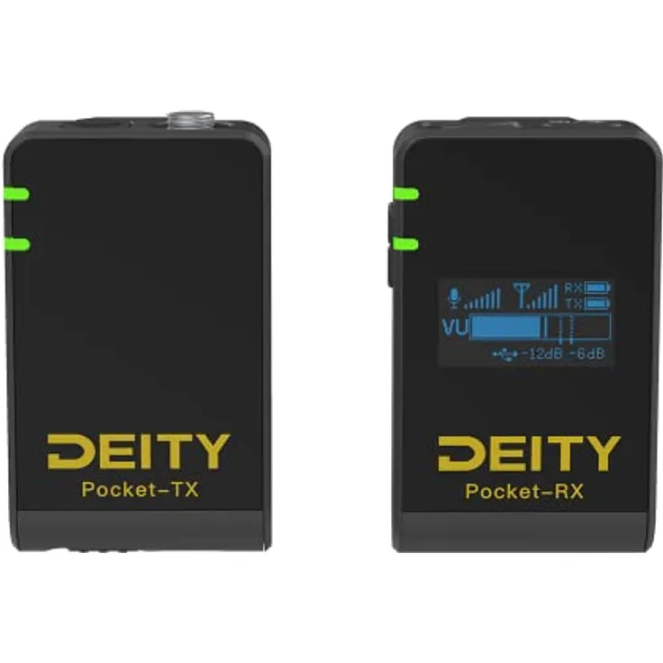 Deity Pocket Wireless schwarz, Mikrofon mit Doppelfunktions-Clips, OLED-Display und umfangreichem Zubehör