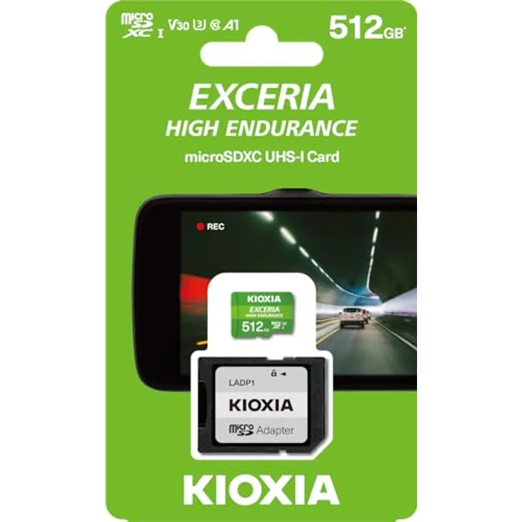 Kioxia Exceria High Endurance 512 GB microSD-Speicherkarte, hohe Kapazität für Überwachungskameras und Armaturenbretter