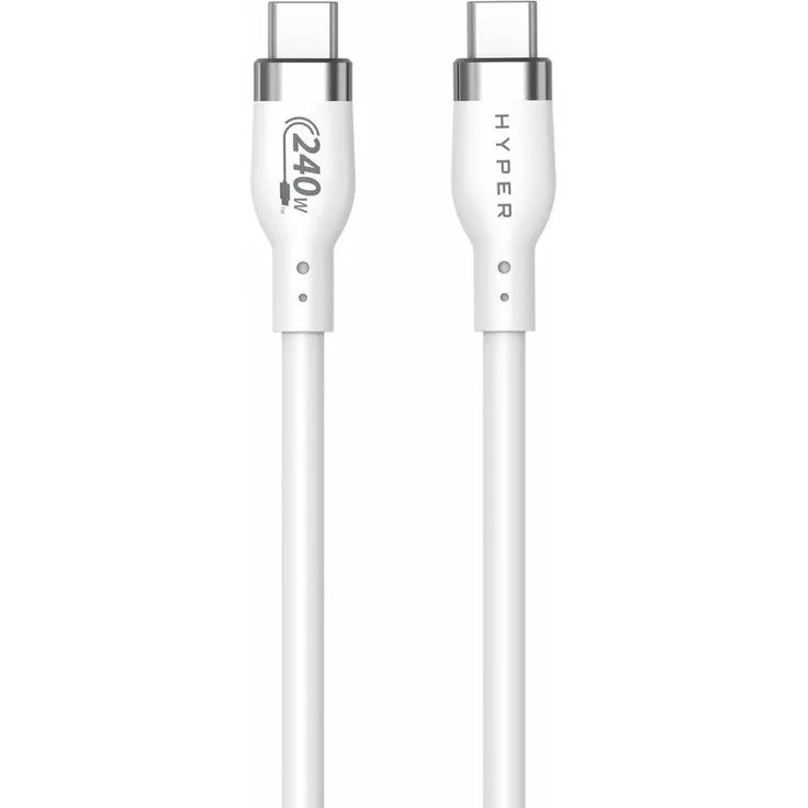 Targus HyperJuice HJ4002WHGL, 2m USB-C Ladekabel mit 240W Ladeleistung, Silikon-Design in Weiß